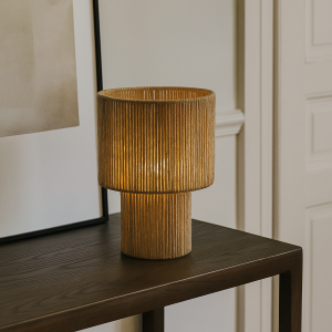Lampada da tavolo marrone rustica, Sanny, con interruttore