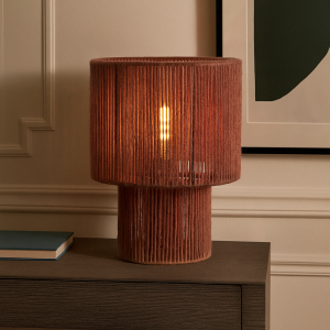 Lampada da tavolo rossa rustica, Sanny, con interruttore