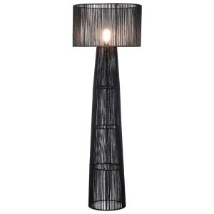 Lampada da terra nera rustica, Sanny, con interruttore