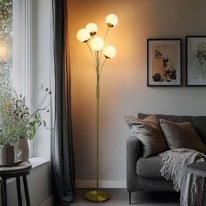 Lampada da terra in ottone design, Stacy, con interruttore
