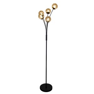 Lampada da terra ambrata design, Stacy, con interruttore