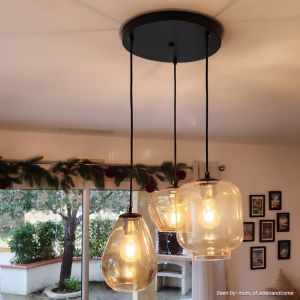 Lampada a sospensione ambrata moderna, Caia