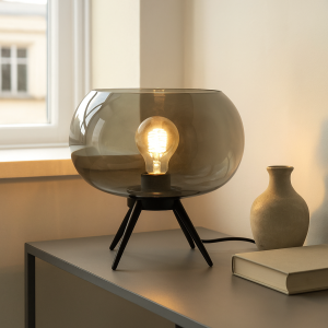 Lampada da tavolo grigia design, Vidro, con interruttore
