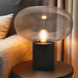 Lampada da tavolo in marmo grigia, Alan, con interruttore