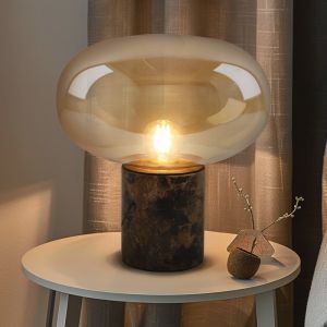 Lampada da tavolo in marmo ambrata, Alan, con interruttore