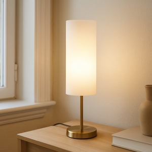 Lampada da tavolo bianca moderna, Gaya, con interruttore