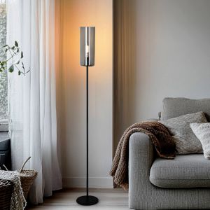 Lampada da terra grigia moderna, Gaya, con interruttore