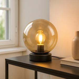 Lampada da tavolo ambrata moderna, Jelly, con interruttore