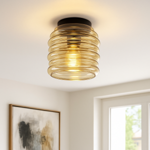 Lampada da soffitto ambrata in vetro, Karen