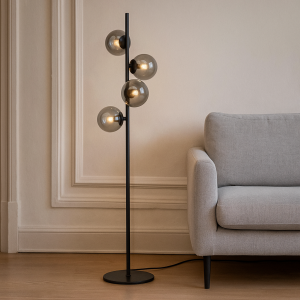 Lampada da terra grigia design, Remo, con interruttore