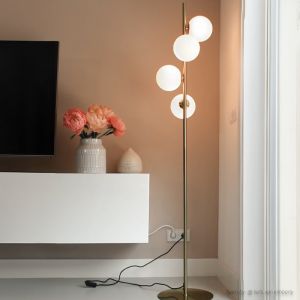 Lampada da terra bianca design, Remo, con interruttore