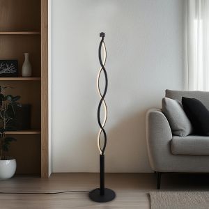 Lampada da terra nera design, Kuno, 36W, 3000K LED, dimmer in 3 fasi