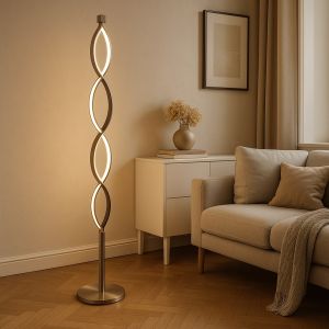 Lampada da terra argenta design, Kuno, 36W, 3000K LED, dimmer in 3 fasi