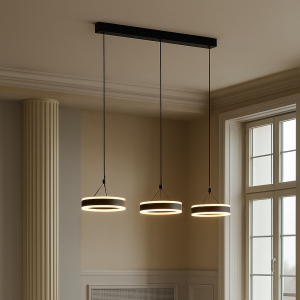 Lampada a sospensione nera design, Lava, 55W, 3000K LED, dimmer in 3 fasi
