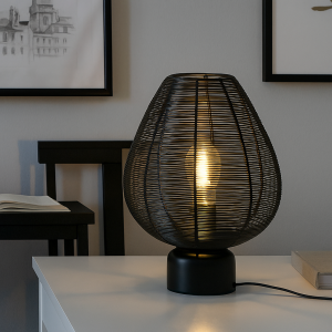 Lampada da tavolo nera moderna, Lesly, con interruttore
