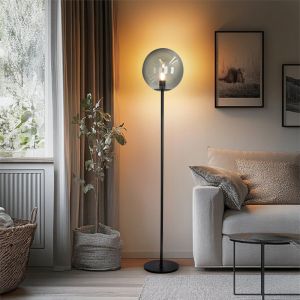 Lampada da terra grigia design, Dolf, con interruttore
