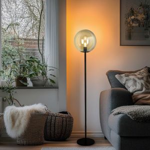 Lampada da terra ambrata design, Dolf, con interruttore