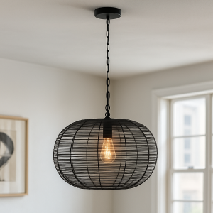 Lampada a sospensione nera industriale, Phebe