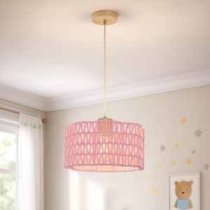 Lampada a sospensione di carta rosa, Mickey