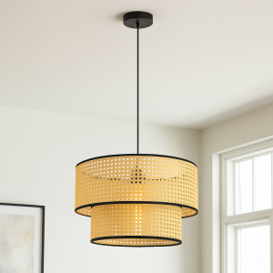 Lampada a sospensione in rattan marrone, Kirsten