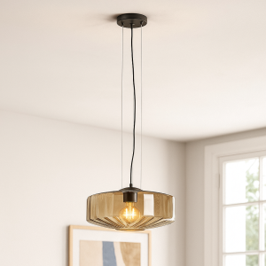 Lampada a sospensione ambrata design, Sevda