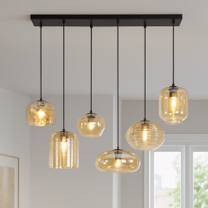 Lampada a sospensione ambrata moderna, Caia