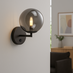 Applique da parete grigia design, Remo, con interruttore