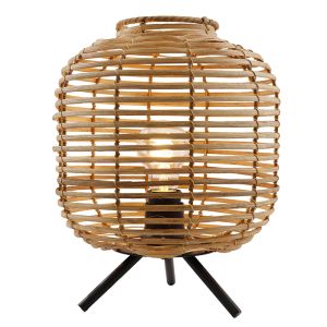 Lampada da tavolo in rattan marrone, Pinar, con interruttore