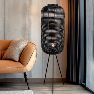 Lampada da terra nera industriale, Pinar, con interruttore