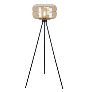 Lampada da terra ambrata retrò, Sean, con interruttore