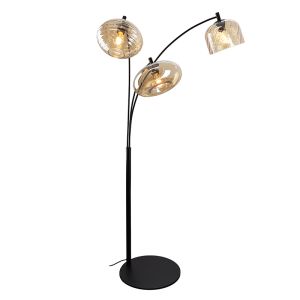Lampada da terra ambrata moderna, Caia, con interruttore