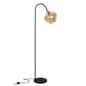 Lampada da terra ambrata design, Sophia, con interruttore