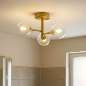 Lampada da soffitto da bagno dorata moderna, Amer, IP44