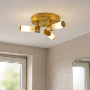 Lampada da soffitto da bagno dorata moderna, Callum, IP44