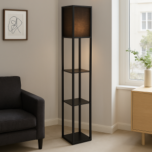 Lampada da terra nera moderna, Izabel, con interruttore