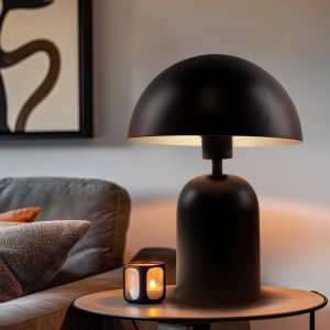Lampada da tavolo nera moderna, Isha, con interruttore
