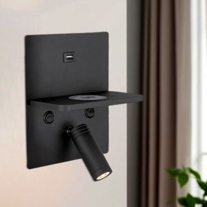 Applique da parete nera moderna, Isabella, 3W, 3000K LED, con interruttore