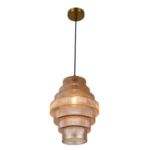 Lampada a sospensione ambrata retrò, Paris
