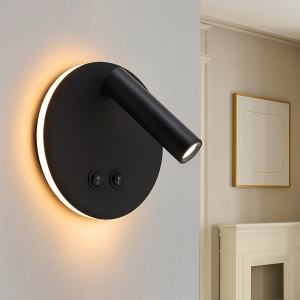 Applique da parete nera moderna, Robbie, 10W, 4000K LED, con interruttore