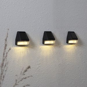 Set di 3 applique solari da parete Ammar, nere, con sensore crepuscolare