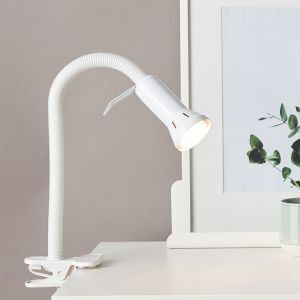 Faretto con pinza bianco in plastica, Kalina, con interruttore
