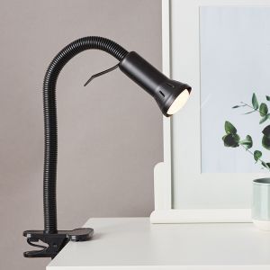 Faretto con pinza nero in plastica, Kalina, con interruttore