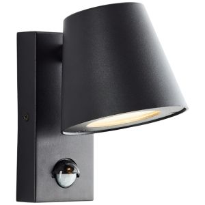 Applique da esterno con sensore di movimento nera metallo, Wies, IP44