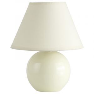 Lampada da tavolo in ceramica beige, Pilar, con interruttore