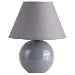 Lampada da tavolo in ceramica grigia, Pilar, con interruttore