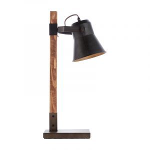 Lampada da tavolo in legno marrone, Audrey, con interruttore