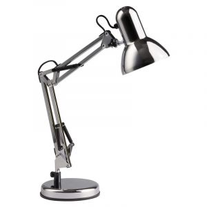 Lampada da scrivania cromata industriale, Naline, con interruttore