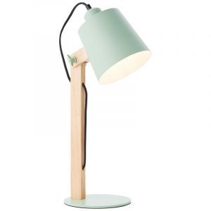 Lampada da tavolo in legno verde, Dorina, con interruttore
