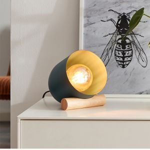 Lampada da tavolo in legno blu, Riaz, con interruttore