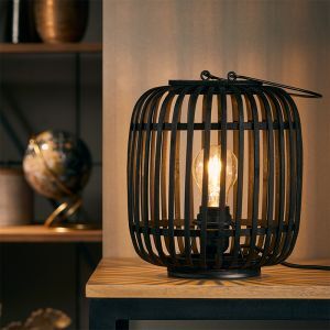 Lampada da tavolo in legno nera, Brain